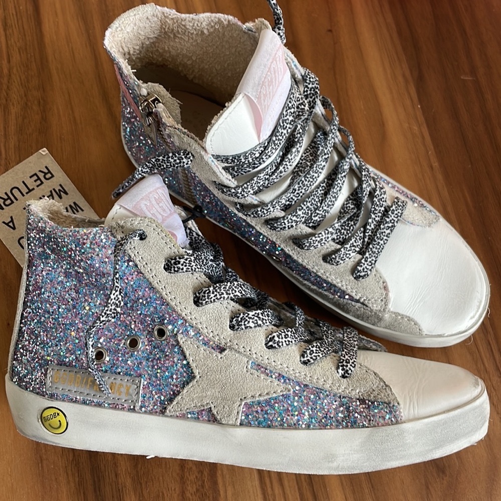 NEW Kids Golden Goose Deluxe Brand High Top Francy, 32 Glitter